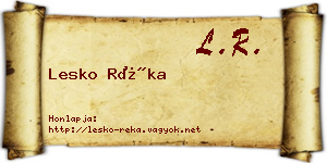Lesko Réka névjegykártya